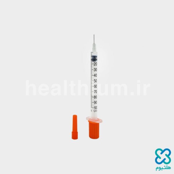 سرنگ انسولین سرسوزن متصل یک میلی‌لیتر حلما طب بسته‌بندی بلیستر تکی
