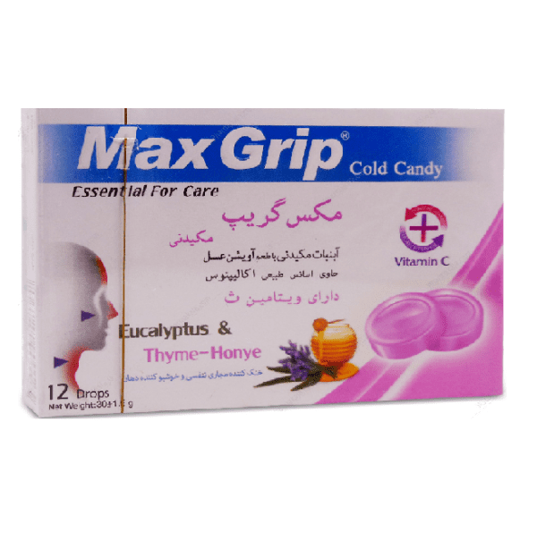 آبنبات مکیدنی با طعم آویشن عسل مکس گریپ 12عددی