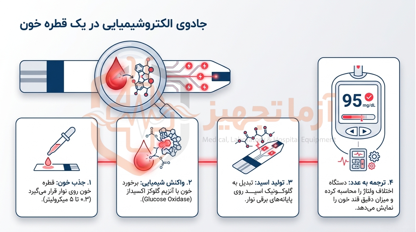 نوار دستگاه قند خون چگونه کار می‌کند؟