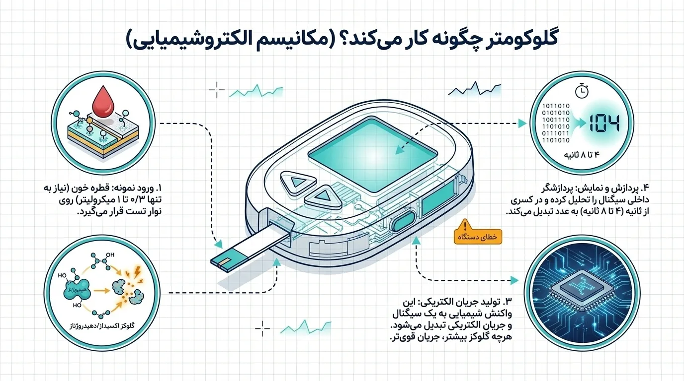 اجزای اصلی دستگاه تست قند خون