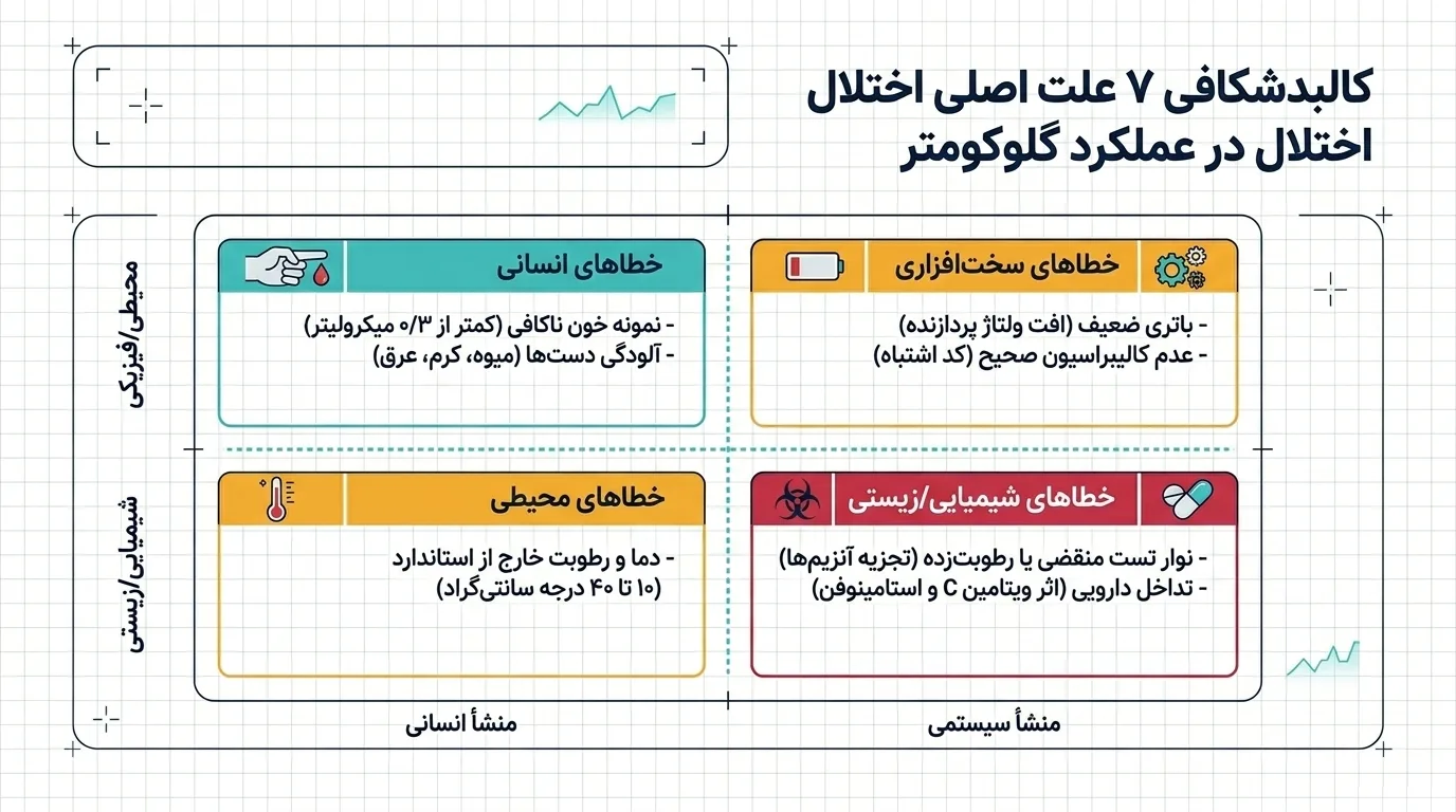 7 علت اصلی خطای دستگاه تست قند خون