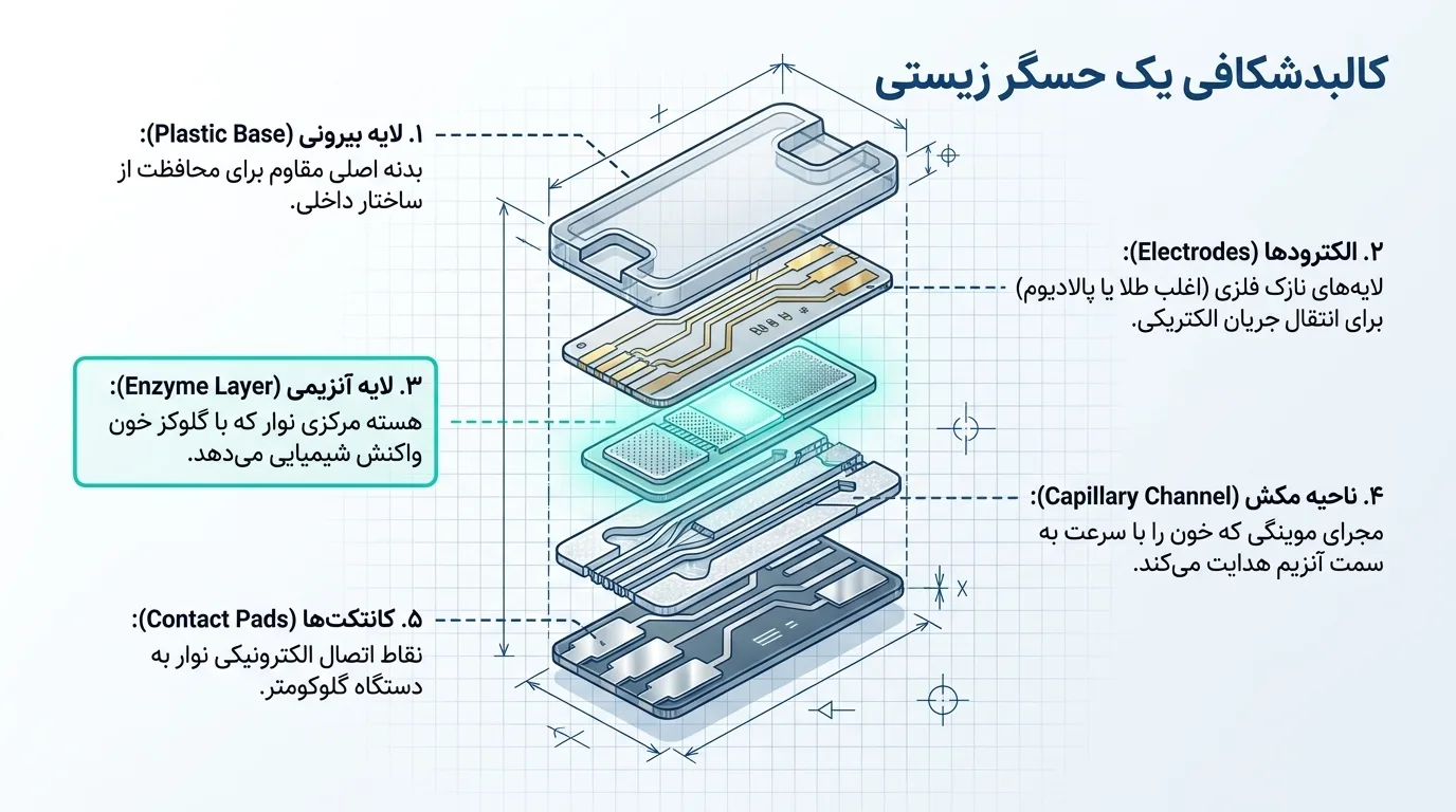 اجزای نوار تست قند خون