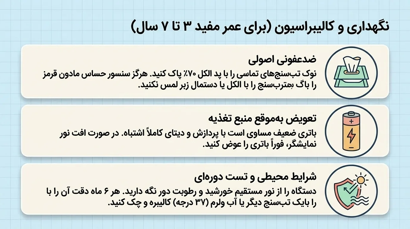 نگهداری و مراقبت از تب سنج