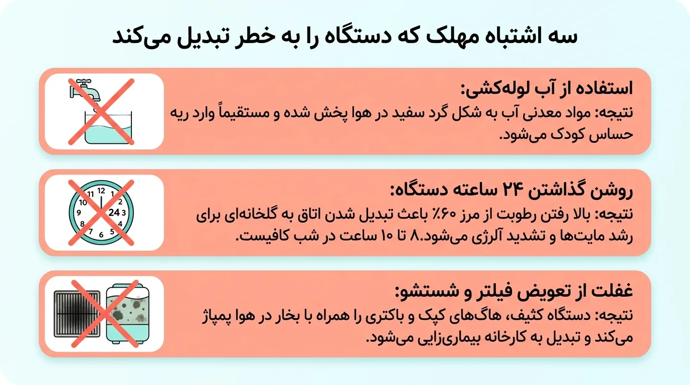 اشتباهات رایج در استفاده از دستگاه بخور اتاق کودک